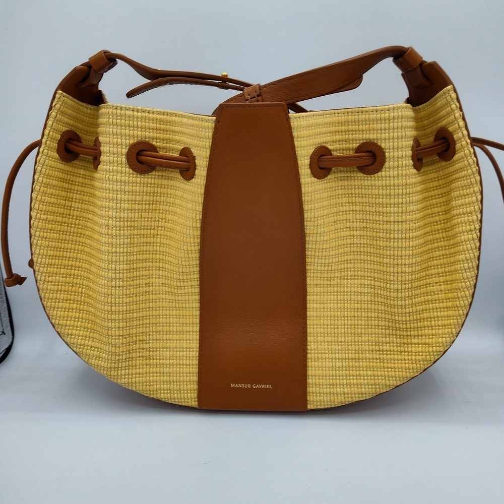Mansur Gavriel Raffia Jute Leather Mini Bag Resort Chic Authentic EUC Boho